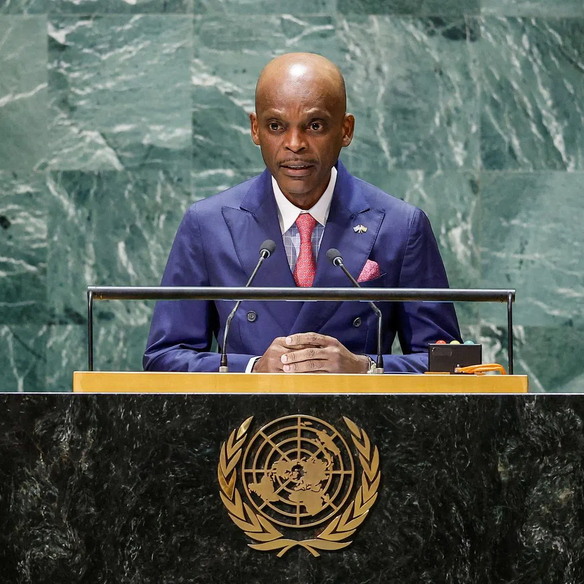 FILE PHOTO: Togo's Minister of Foreign Affairs Robert Dussey addresses the 78th Session of the U.N. General Assembly in New York City, U.S., September 21, 2023.  REUTERS/Eduardo Munoz/File Photo