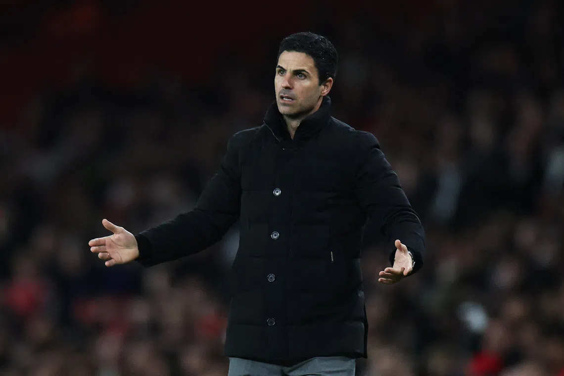 Soccer Football - Carabao Cup - Fourth Round - Arsenal v Brighton & Hove Albion - Emirates Stadium, London, Britain - October 29, 2025 Arsenal manager Mikel Arteta reacts REUTERS/Hannah Mckay