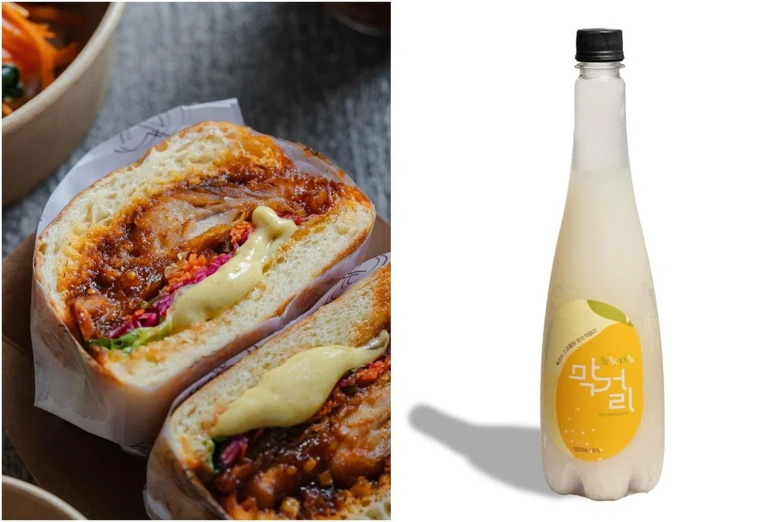 Yangnyeom Chicken Burger (left) is one of the food items Odem will be selling the Korean Craft Collective festival. Byeolsan Yuja created by Yangjudoga Brewery will be available for sale at the Korean Craft Collective..