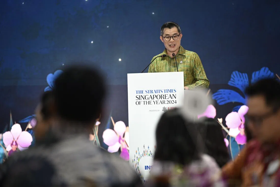 ST editor Jaime Ho announced the new categories at the Singaporean of the Year 2024 award ceremony on Feb 24.