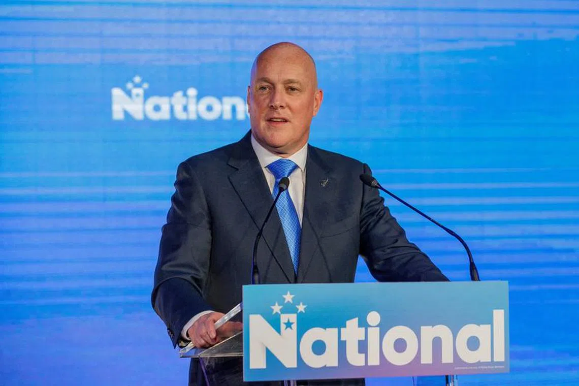 FILE PHOTO: Christopher Luxon, Leader of the National Party speaks to supporters at his election party after winning the general election to become New Zealand's next prime minister in Auckland, New Zealand, October 14, 2023. REUTERS/David Rowland/File Photo