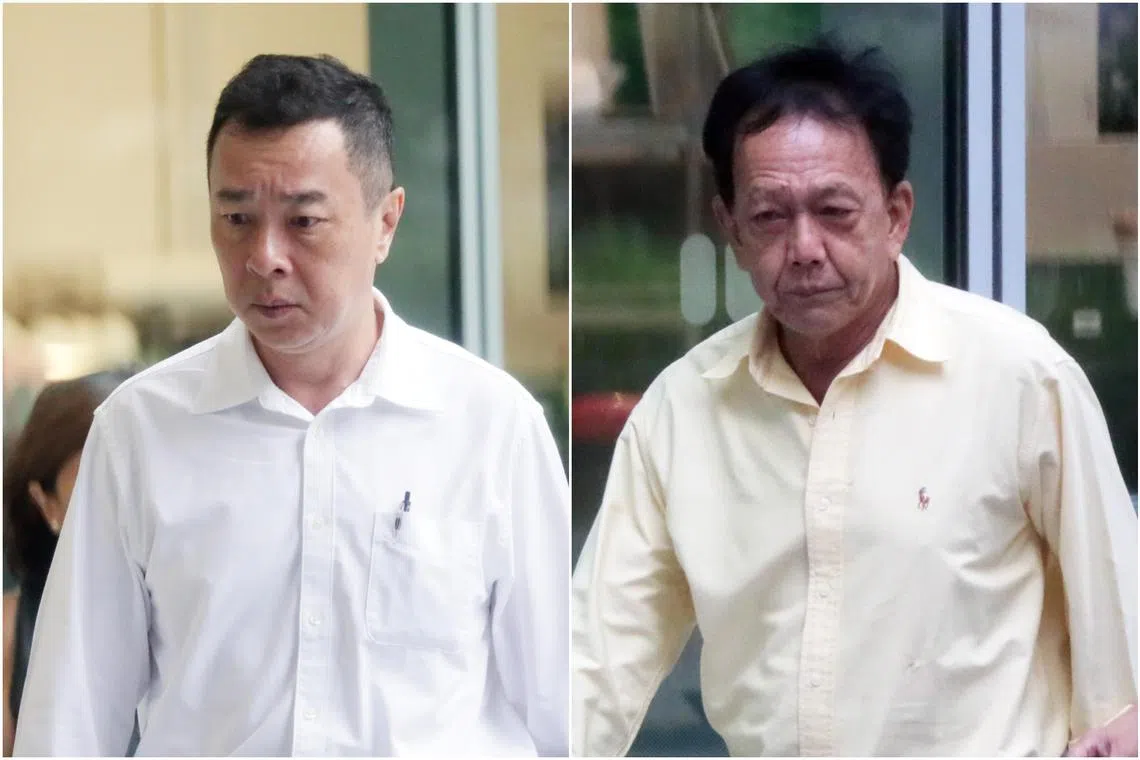 Poiter Agus Kentjana (left) and Wui Ong Chuan admitted in court to breaching a law that controls the sale of strategic goods.