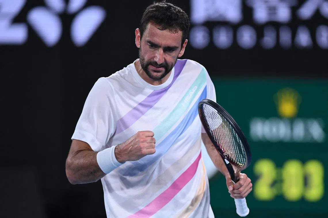Tennis - Australian Open - Melbourne Park, Melbourne, Australia - January 24, 2026 Croatia's Marin Cilic reacts during his third round match against Norway's Casper Ruud REUTERS/Jaimi Joy