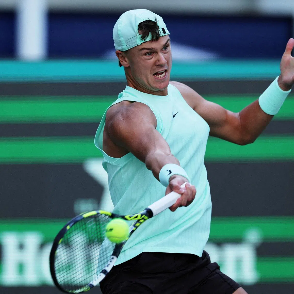 FILE PHOTO: Tennis - ATP Masters 1000 - Shanghai Masters - Qizhong Forest Sports City Arena, Shanghai, China - October 9, 2025 Denmark's Holger Rune in action during his quarter final match against Monaco's Valentin Vacherot REUTERS/Go Nakamura/File Photo