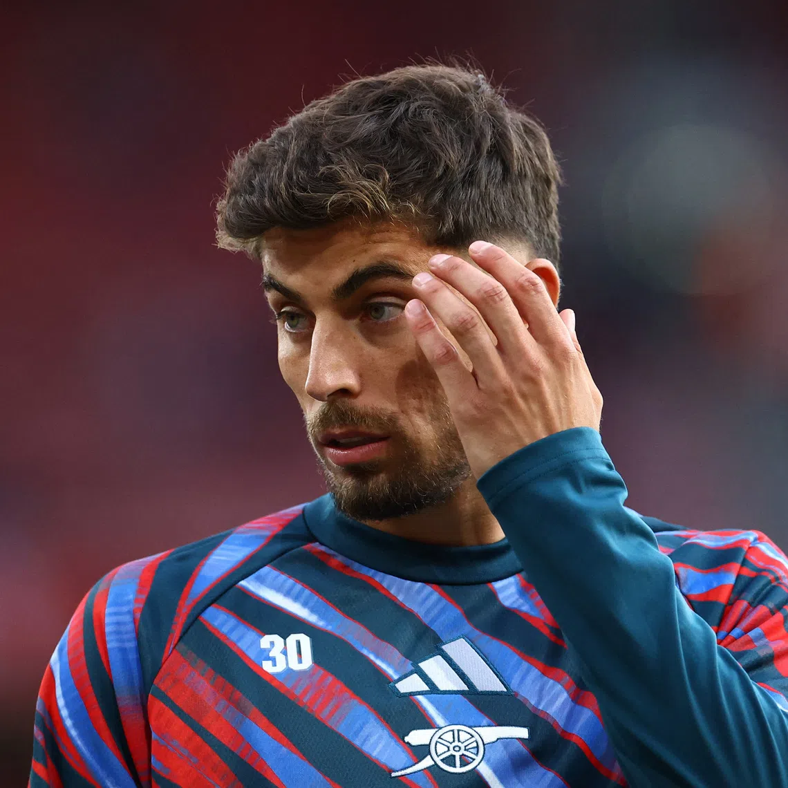Soccer Football - Premier League - Arsenal v Coventry City - Emirates Stadium, London, Britain - August 21, 2026 Arsenal's Kai Havertz during the warm up before the match Action Images via Reuters/Peter Cziborra