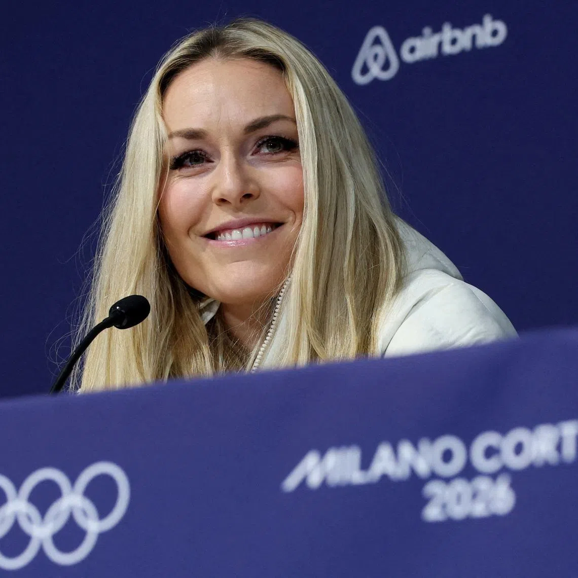 Milano Cortina 2026 Winter Olympics - Alpine Skiing - United States Women's Speed Team Press Conference - Cortina Curling Olympic Stadium, Cortina d'Ampezzo, Italy - February 3, 2026  Lindsey Vonn of the U.S. during the press conference REUTERS/Leonhard Foeger