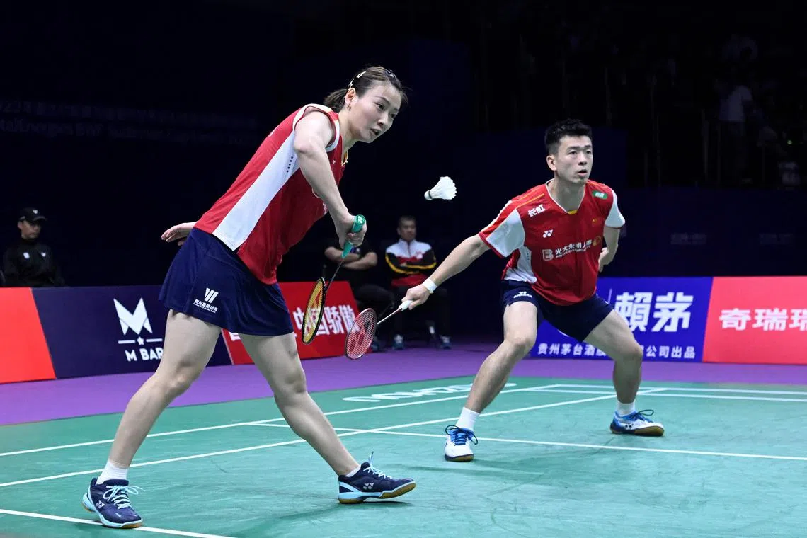 Zheng Siwei and Huang Yaqiong got off to a shaky start in the mixed doubles before coming back to win 13-21, 23-21, 21-11. 