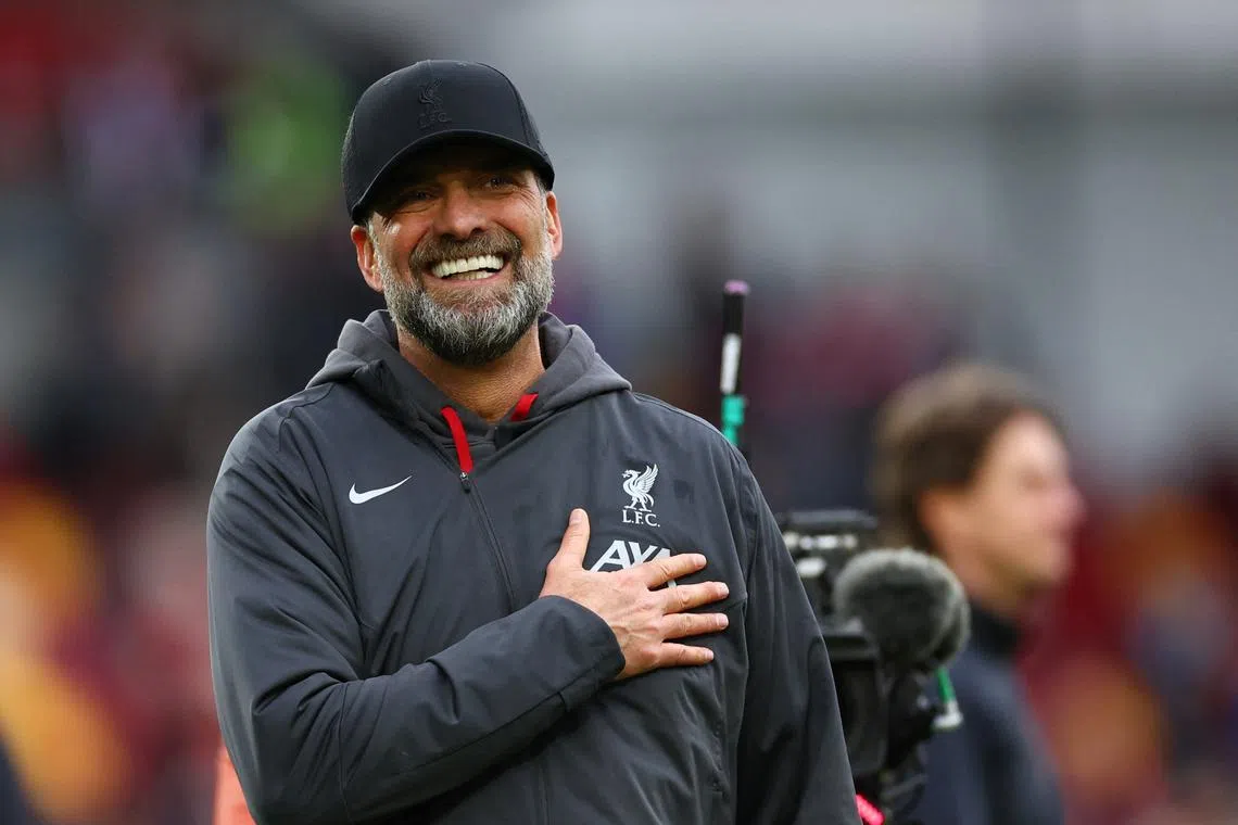 Soccer Football - Premier League - Brentford v Liverpool - Brentford Community Stadium, London, Britain - February 17, 2024 Liverpool manager Juergen Klopp celebrates after the match Action Images via Reuters/Andrew Boyers/ File photo