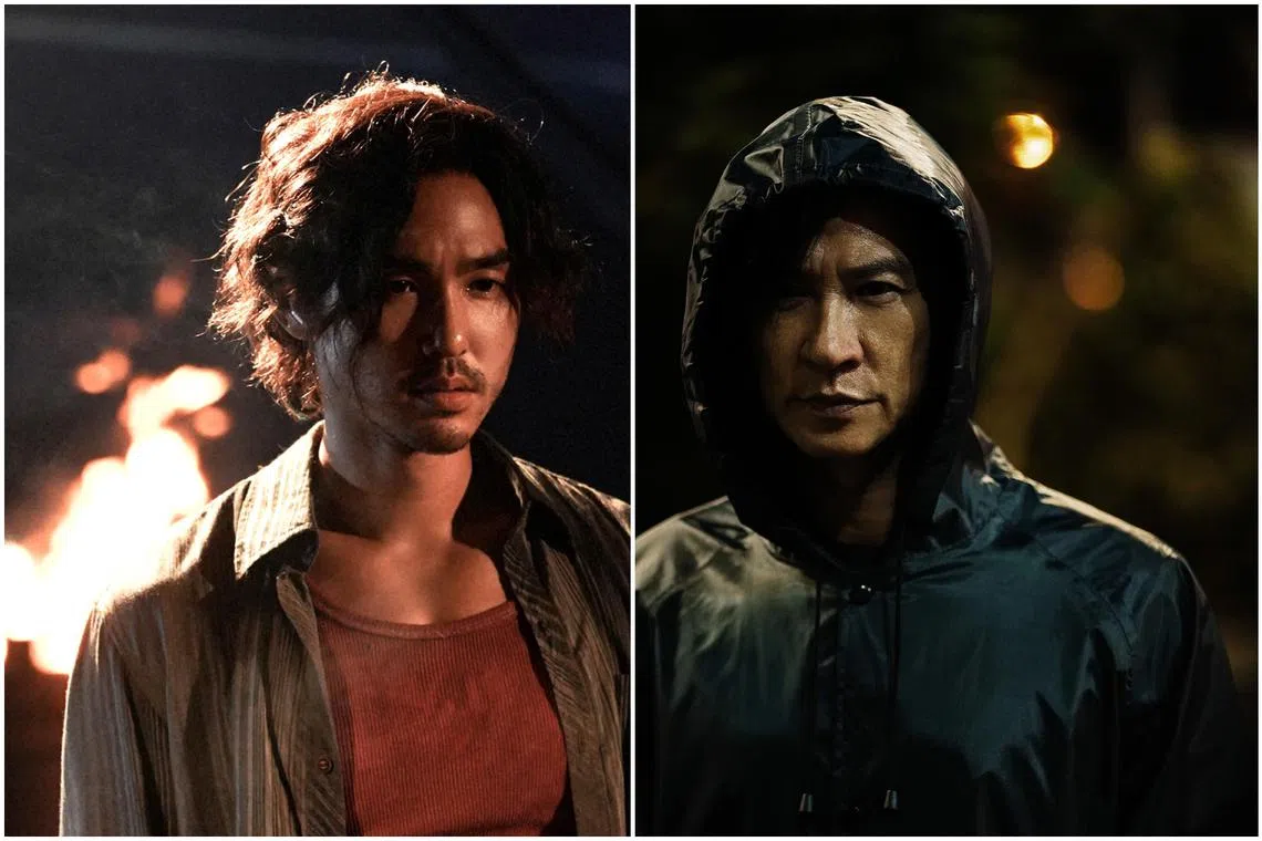 Ethan Juan (left) plays a cop trying to get an assassin (Nick Cheung) who is disrupting a crime family's operations in Wolf Hiding.