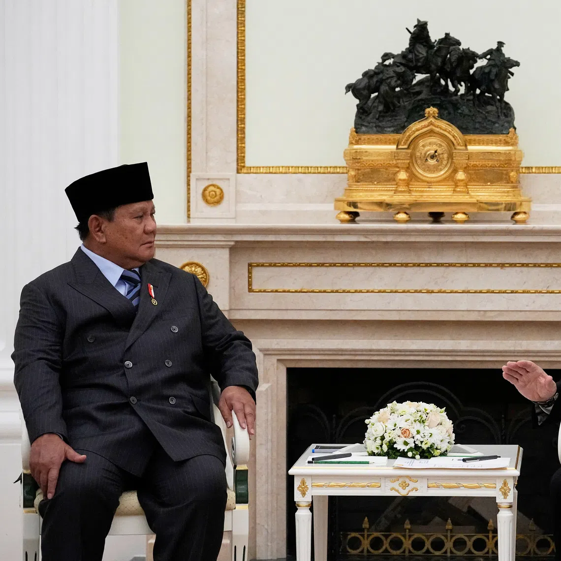 Russian President Vladimir Putin speaks during a meeting with his Indonesian counterpart Prabowo Subianto at the Kremlin in Moscow, Russia, December 10, 2025. Alexander Zemlianichenko/Pool via REUTERS