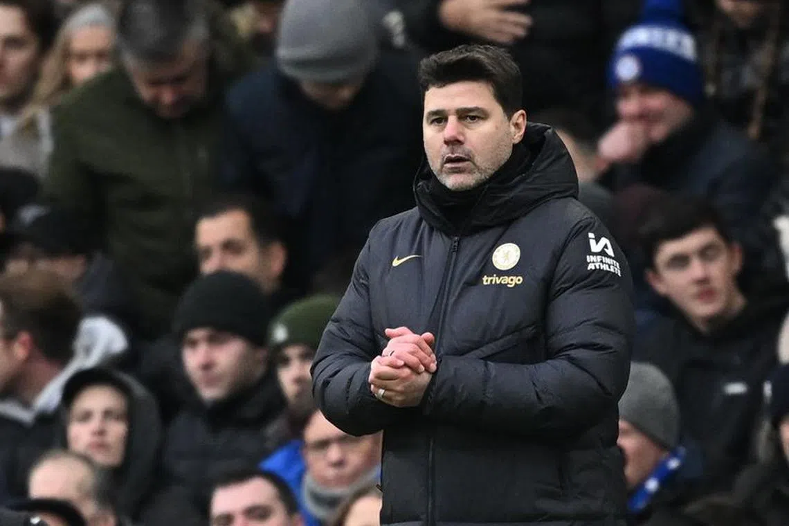 FILE PHOTO: Soccer Football - Premier League - Chelsea v Fulham - Stamford Bridge, London, Britain - January 13, 2024 Chelsea manager Mauricio Pochettino REUTERS/Dylan Martinez/File Photo
