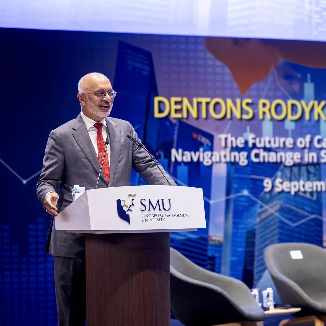Fromer DBS chief executive Piyush Gupta delivered a keynote address at the Dentons Rodyk Dialogue 2025.