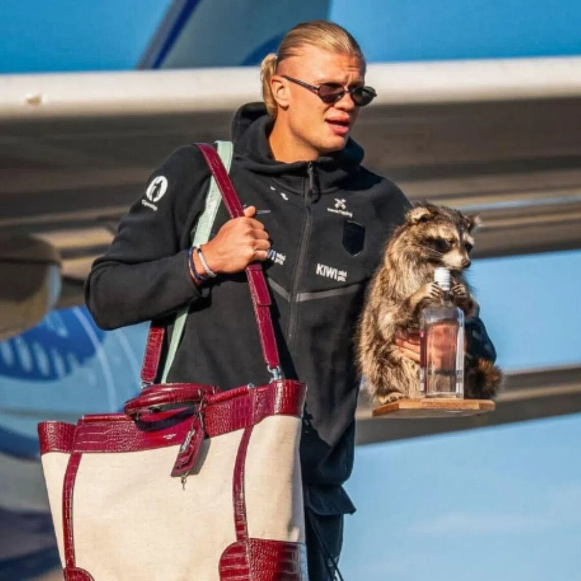 Erling Haaland went viral after returning to Norway as he was seen carrying a stuffed raccoon.