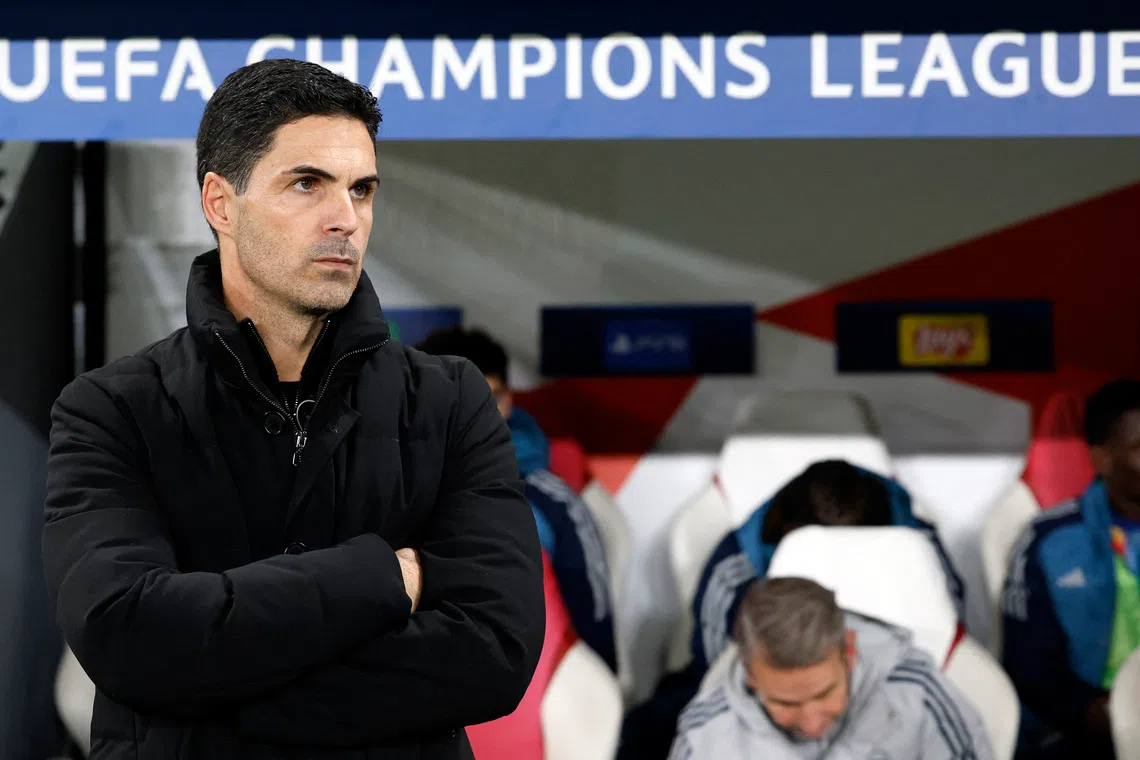 Soccer Football - UEFA Champions League - Slavia Prague v Arsenal - Fortuna Arena, Prague, Czech Republic - November 4, 2025 Arsenal coach Mikel Arteta REUTERS/David W Cerny