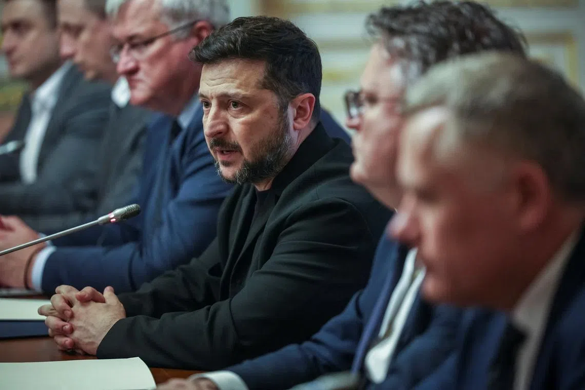 Ukraine's President Volodymyr Zelenskiy speaks as he attends a joint press conference with Honduras' President Nasry Asfura (not pictured), amid Russia's attack on Ukraine, in Kyiv, Ukraine, June 19, 2026. REUTERS/Alina Smutko