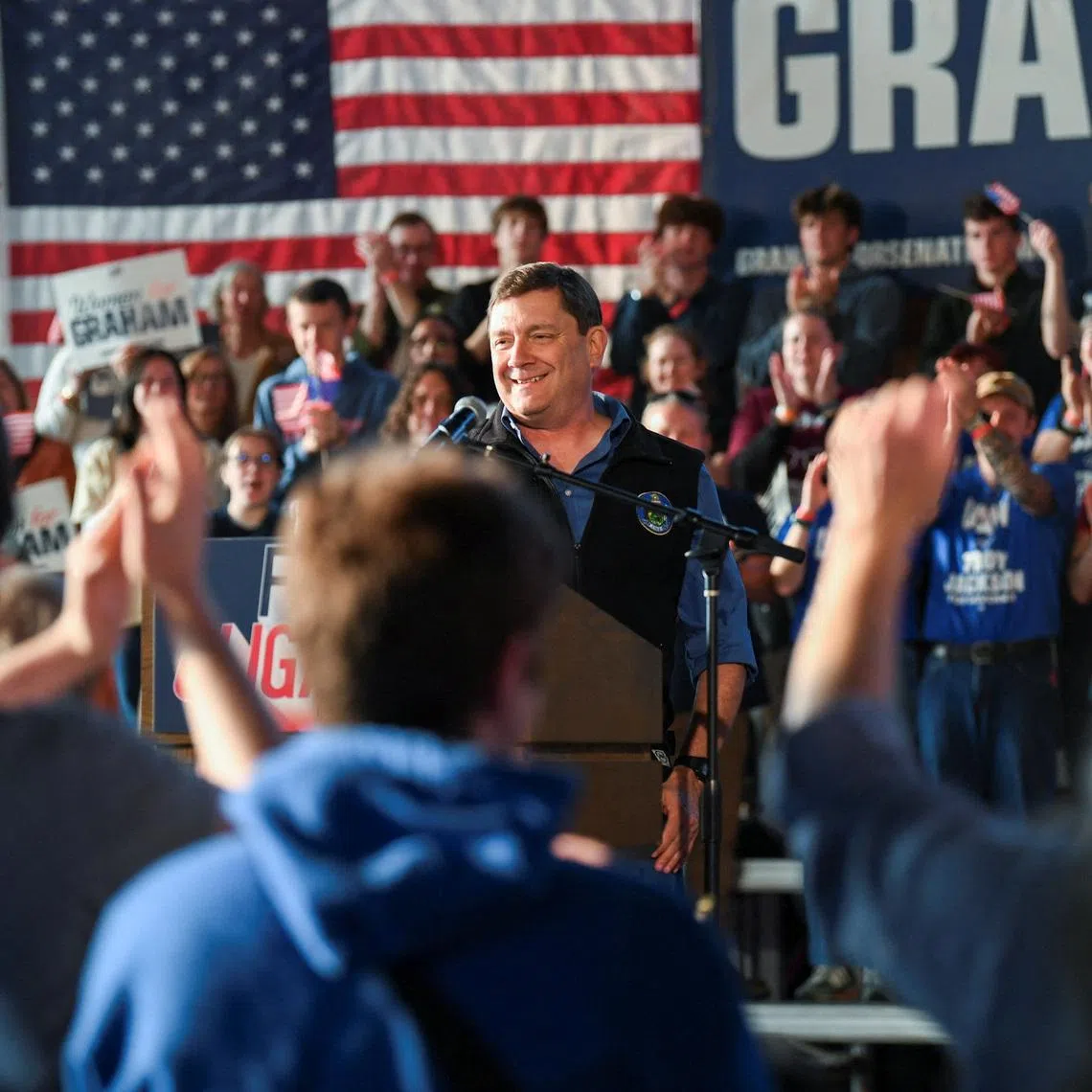 FILE PHOTO: Democratic candidate for governor Troy Jackson, of Maine, speaks during a \"Fighting Oligarchy\" campaign rally with U.S. Senator Bernie Sanders (I-VT) in Portland, Maine, U.S., May 25, 2026.   REUTERS/Amanda Sabga/ File Photo