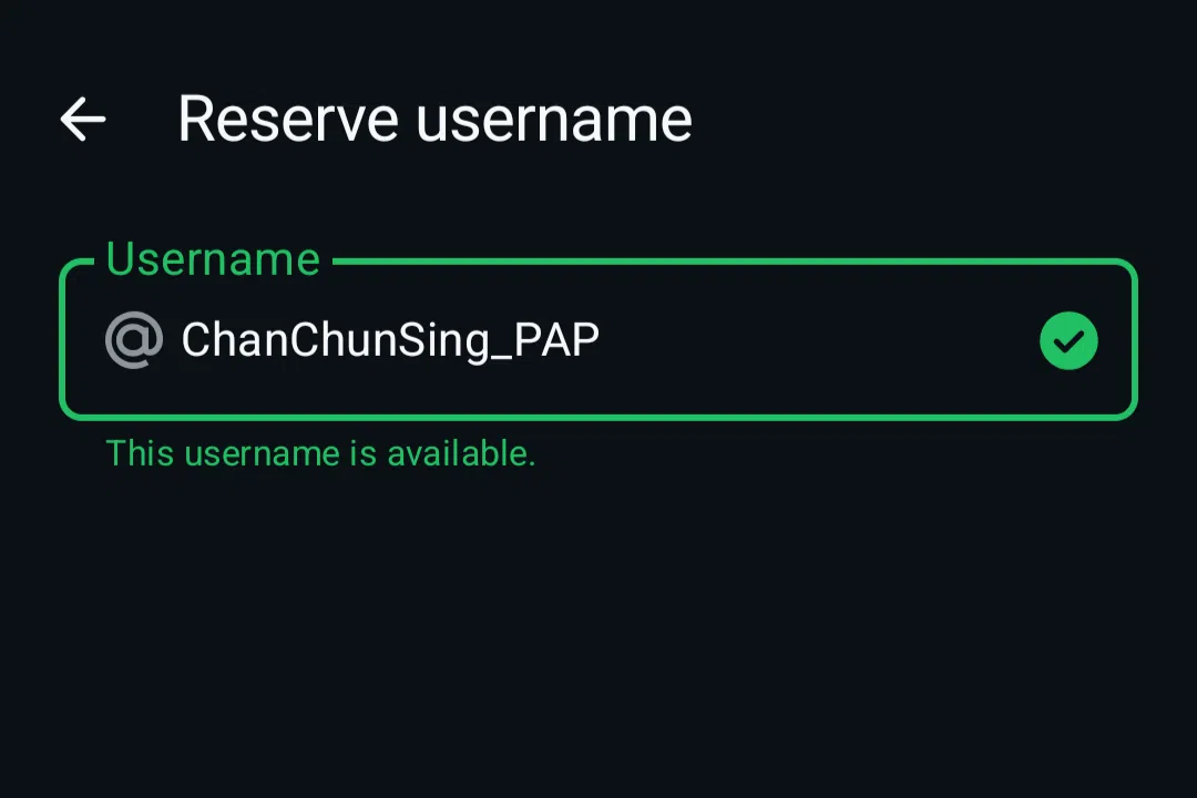 A scammer looking to impersonate Singapore’s Defence Minister can still reserve  @ChanChunSing_PAP even though WhatsApp has locked down @ChanChunSing and @Chan_Chun_Sing.