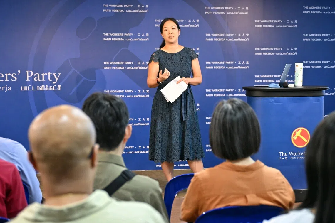 Sengkang GRC MP He Ting Ru at the launch event of the Workers' Party's Caregivers’ Wishes scheme on Oct 10.