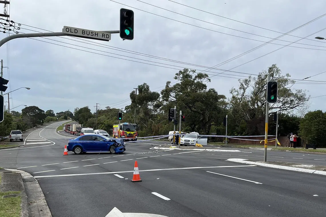 Police said in a statement that four people were “injured following a crash and suspected stabbing a short time ago”.