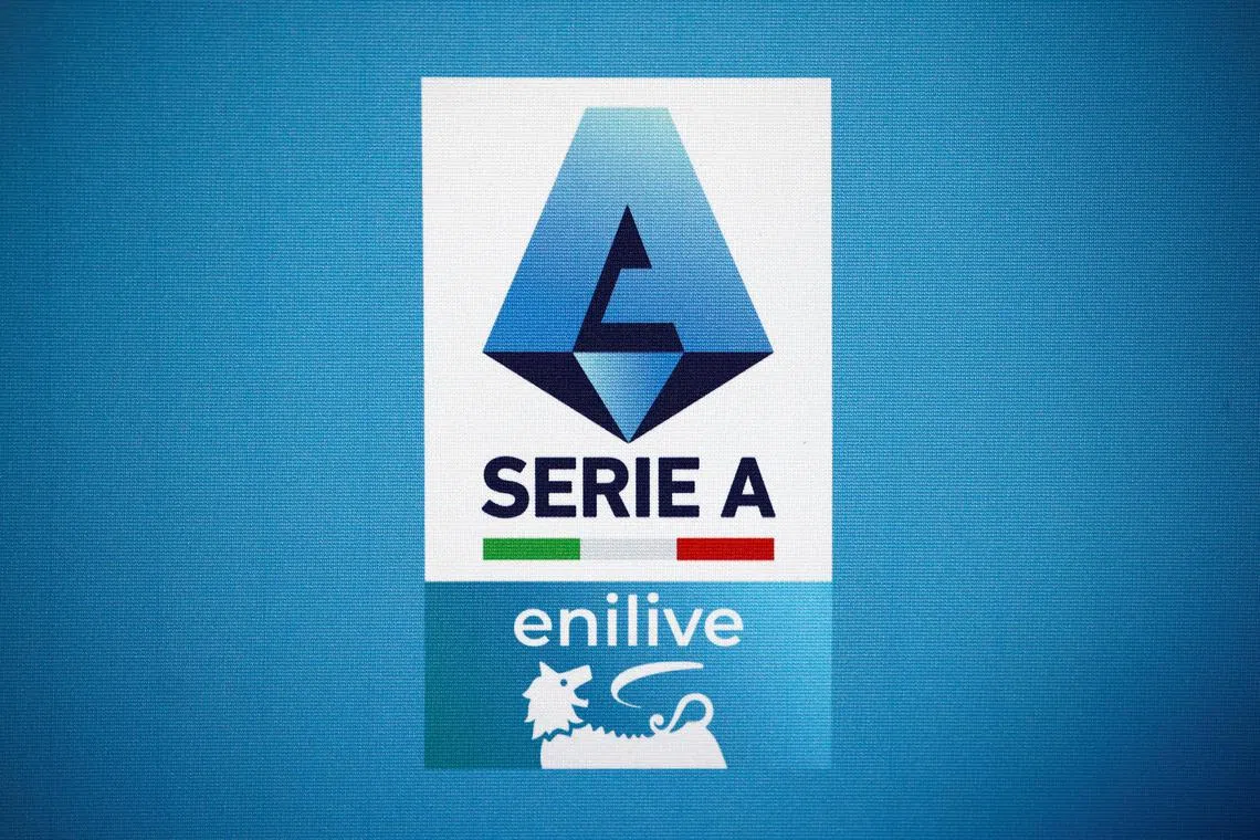 The new logo of Serie A football league is displayed during an event to celebrate a deal between Eni biofuel unit Enilive and Italy's football league to sponsor the country's top championship Serie A in Rome, Italy July 3, 2024. REUTERS/Guglielmo Mangiapane