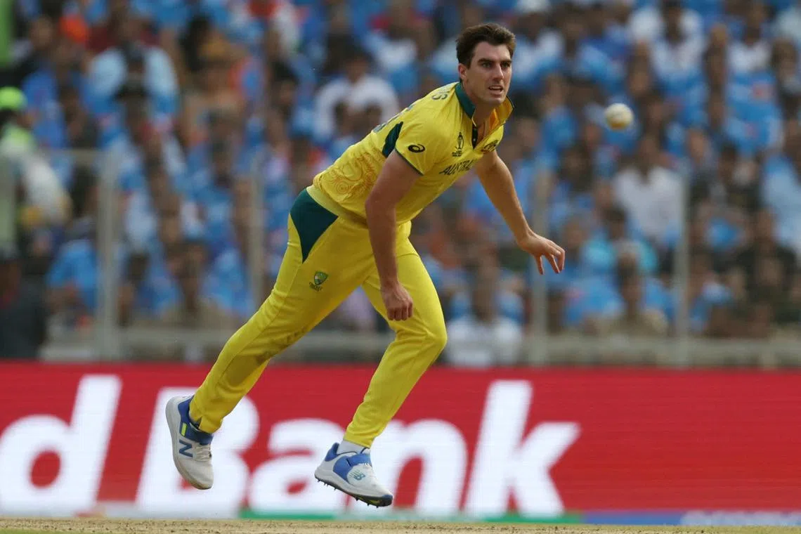 FILE PHOTO: Cricket - ICC Cricket World Cup 2023 - Final - India v Australia - Narendra Modi Stadium, Ahmedabad, India - November 19, 2023 Australia's Pat Cummins in action REUTERS/Amit Dave