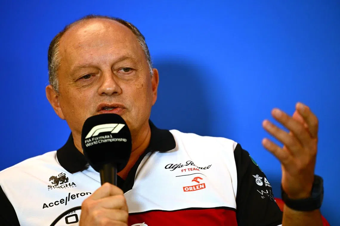 AUSTIN, TEXAS - OCTOBER 22: Alfa Romeo Racing Team Principal Frederic Vasseur attends the Team Principals Press Conference prior to final practice ahead of the F1 Grand Prix of USA at Circuit of The Americas on October 22, 2022 in Austin, Texas.   Clive Mason/Getty Images/AFP
