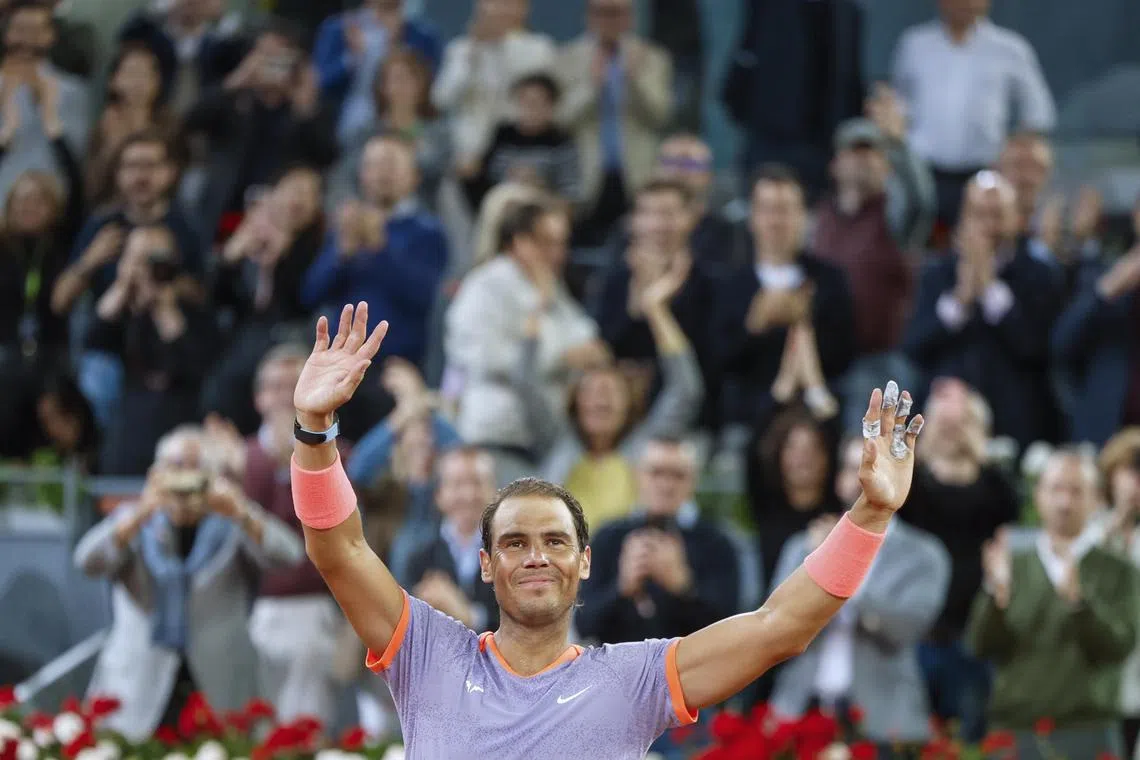 Spain's Rafael Nadal celebrates his win over Australia's Alex de Minaur.