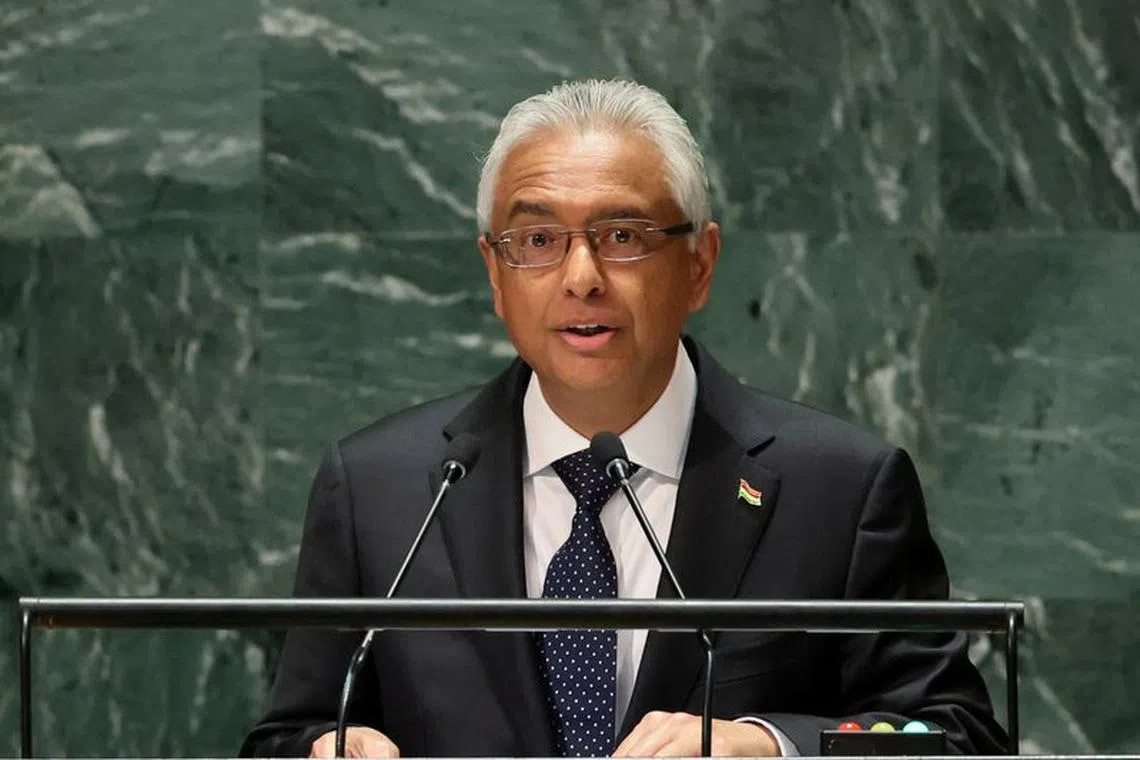 Prime Minister of Mauritius Pravind Kumar Jugnauth addresses the 78th Session of the U.N. General Assembly in New York City, U.S., September 22, 2023. REUTERS/Brendan McDermid/File Photo