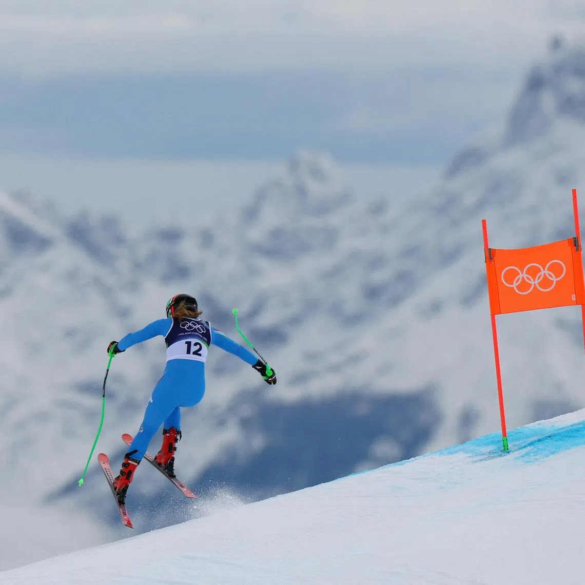 Milano Cortina 2026 Olympics - Alpine Skiing - Women's Downhill Official Training - Tofane Alpine Skiing Centre, Belluno, Italy - February 06, 2026.  Sofia Goggia of Italy in action during training REUTERS/Lisi Niesner