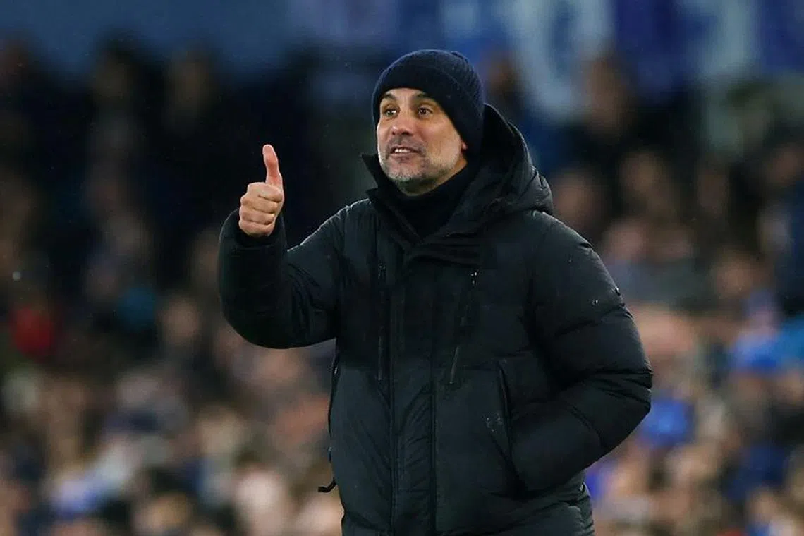 FILE PHOTO: Soccer Football - Premier League - Everton v Manchester City - Goodison Park, Liverpool, Britain - December 27, 2023 Manchester City manager Pep Guardiola Action Images via Reuters/Lee Smith/File Photo