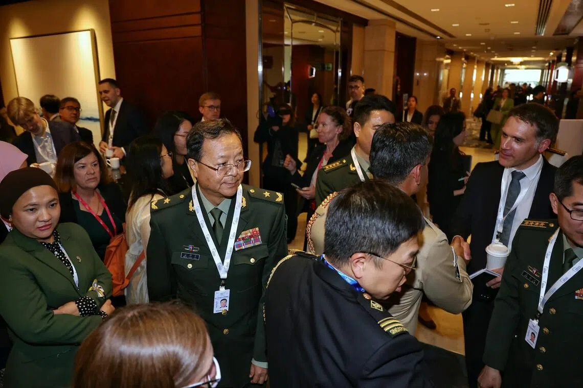 Major General Meng Xiangqing, the head of the Chinese official delegation, arriving at the Shangri-La Dialogue on May 30.