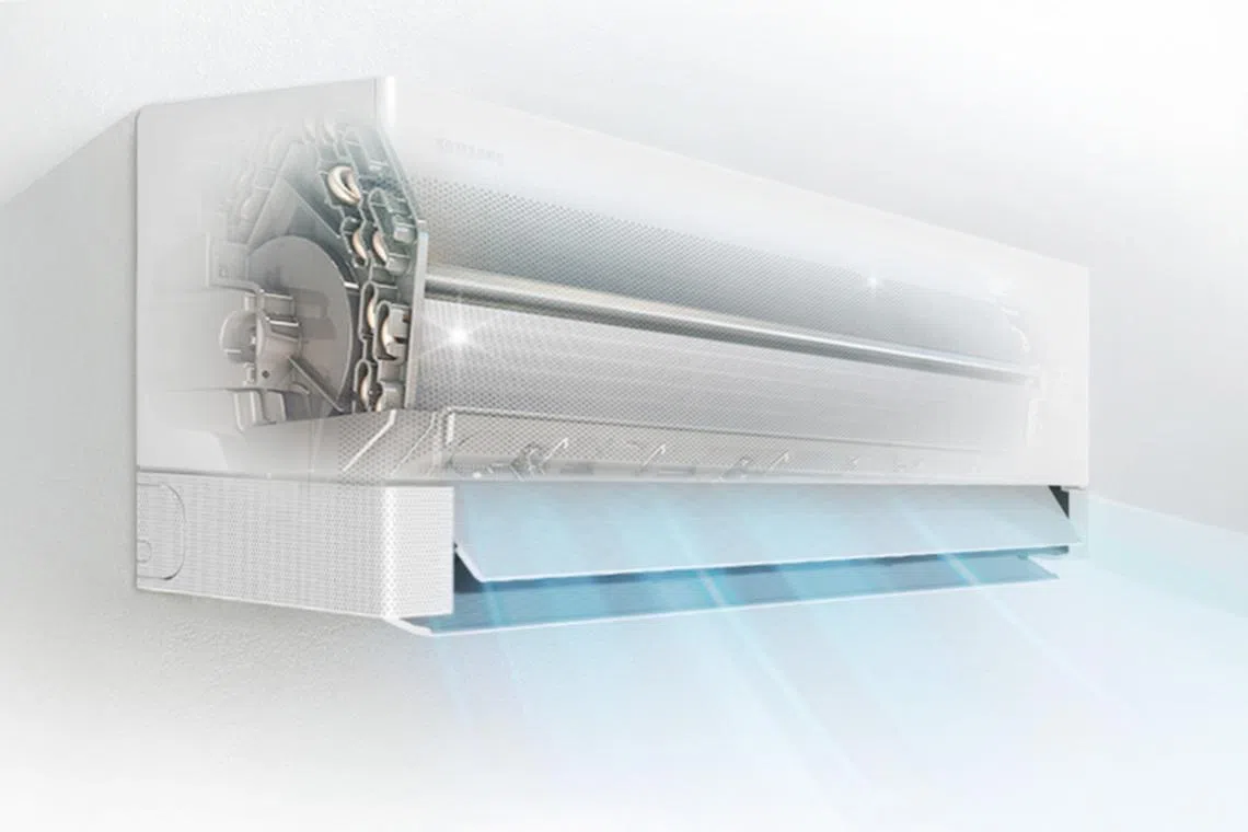 AI-powered monitoring in the Samsung Bespoke AI WindFree Pro air-con helps to check key components and alert users when maintenance is required.