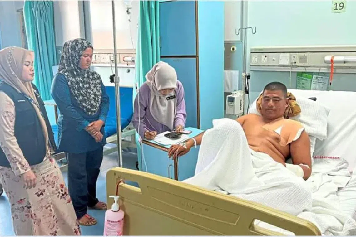 Mr Addrin Sani was casting his fishing net alongside his younger brother off the waters of Kampung Upak, Pulau Timbang, on June 9 when a crocodile struck.