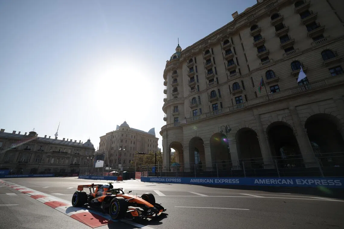 McLaren driver Lando Norris competing in the Azerbaijan Grand Prix on Sept 26.
