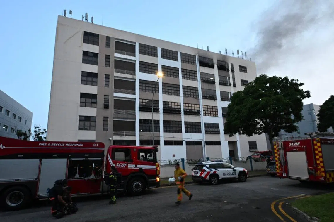 The SCDF said it was alerted to a fire at Block 61 Yishun Industrial Park A at 5.15pm. 