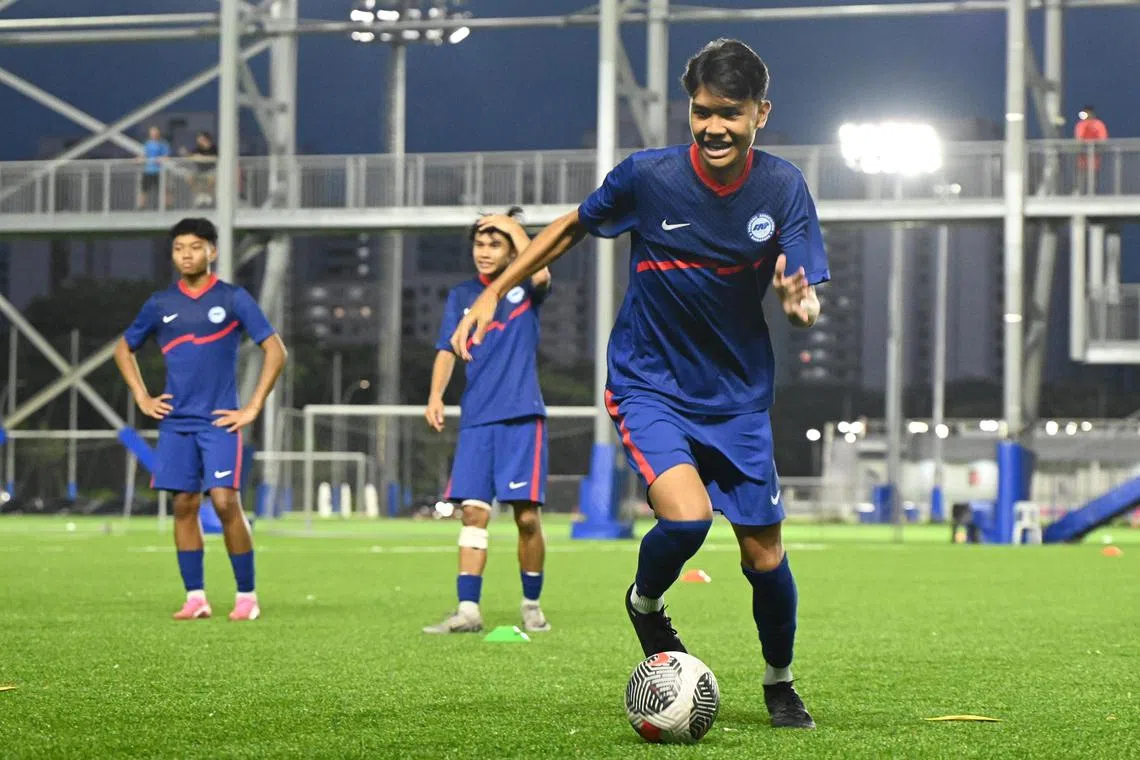 Far right : Photo taken on 3 October 2024 of the  Singapore football Under 15 captain , Iliya Naufal.