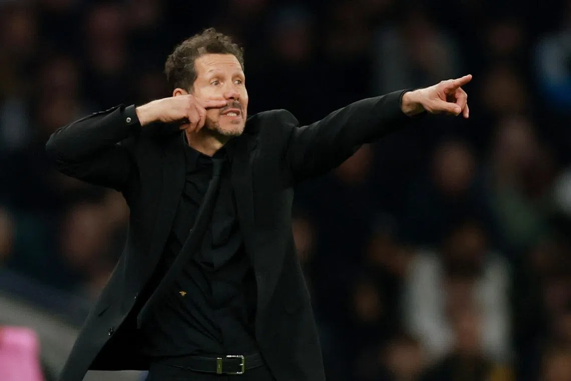 Soccer Football - UEFA Champions League - Round 16 - Second Leg - Tottenham Hotspur v Atletico Madrid - Tottenham Hotspur Stadium, London, Britain - March 18, 2026 Atletico Madrid coach Diego Simeone Action Images via Reuters/Paul Childs