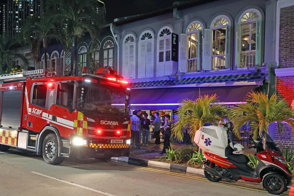 The SCDF said it was alerted to the fire at 18 Tanjong Pagar Road at about 6.30pm on Friday. 