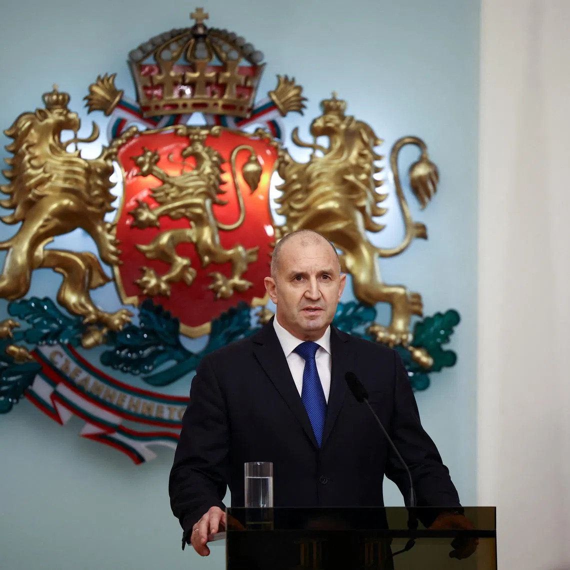 Bulgarian President Rumen Radev delivers an address to the nation at the Presidency, Sofia, Bulgaria, January 19, 2026. REUTERS/Stoyan Nenov