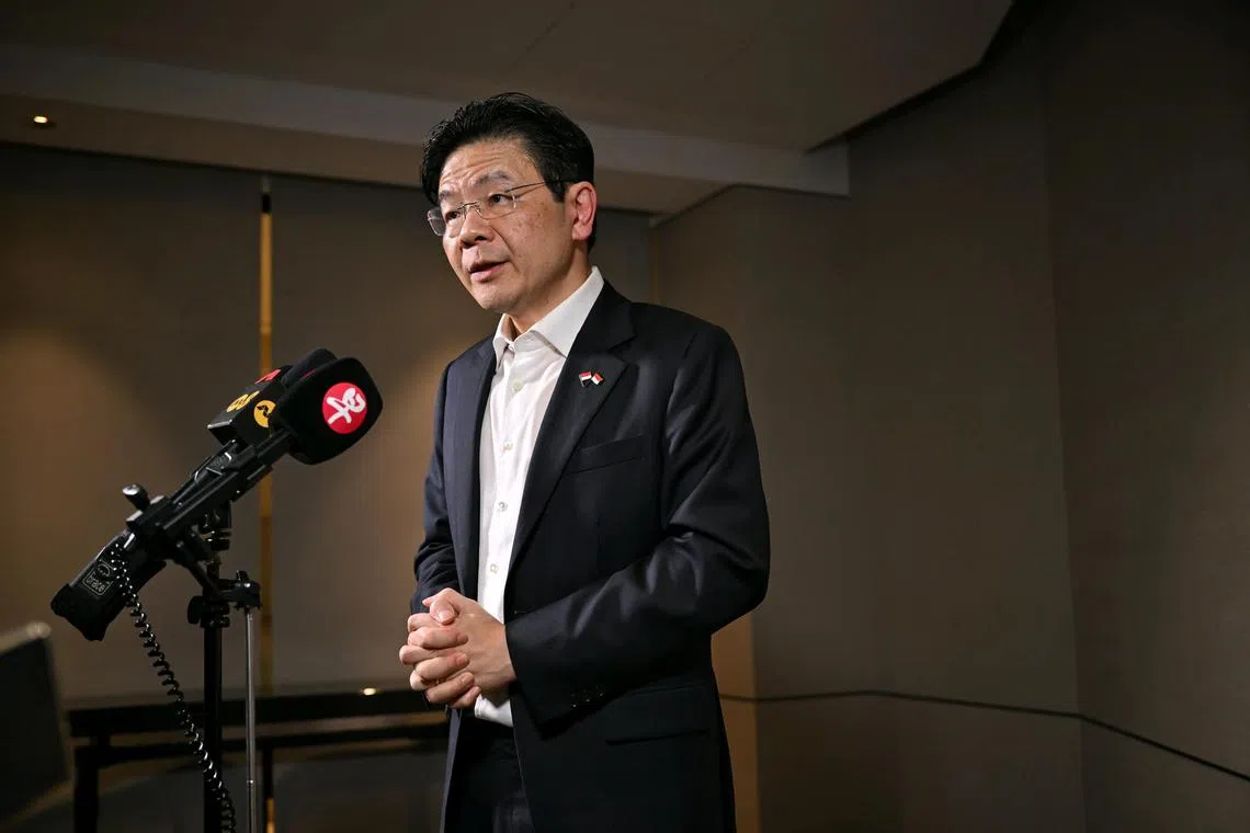 *Embargoed till 8.30pm (sg time) Nov 6, 2024*

Prime Minister Lawrence Wong wrapping up his trip to Indonesia with members of the local media at Mandarin Oriental Jakarta on Nov 6, 2024.