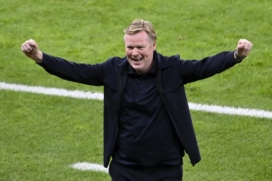 Soccer Football - Euro 2024 - Quarter Final - Netherlands v Turkey - Berlin Olympiastadion, Berlin, Germany - July 6, 2024 Netherlands coach Ronald Koeman celebrates after the match REUTERS/Fabian Bimmer