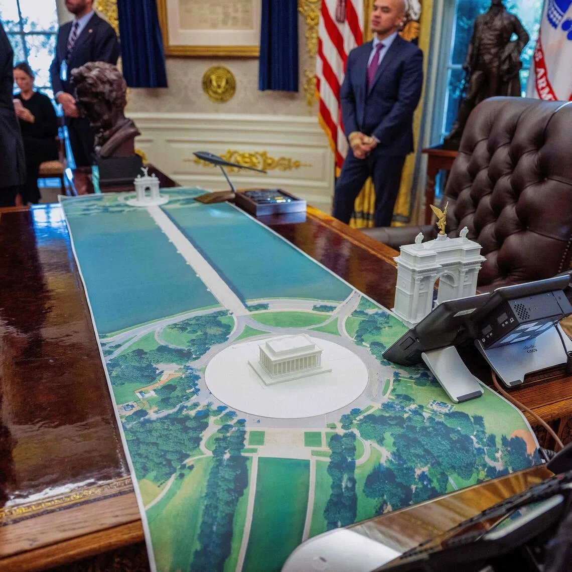 The 76-m triumphal white arch with large golden statues of an angel and eagles at the top is part of US President Donald Trump’s drive to put his personal stamp on Washington.