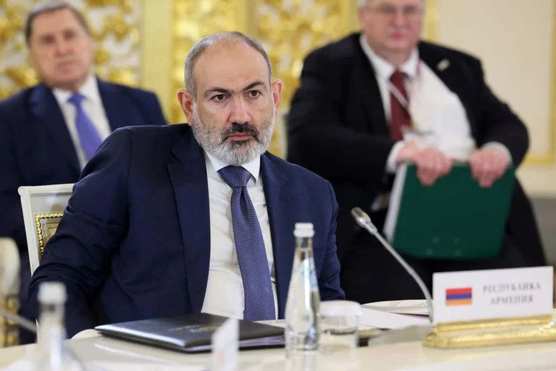 FILE PHOTO-Armenian Prime Minister Nikol Pashinyan attends a meeting of the Supreme Eurasian Economic Council in Moscow, Russia May 25, 2023. Sputnik/Mikhail Metzel/Pool via REUTERS/File Photo