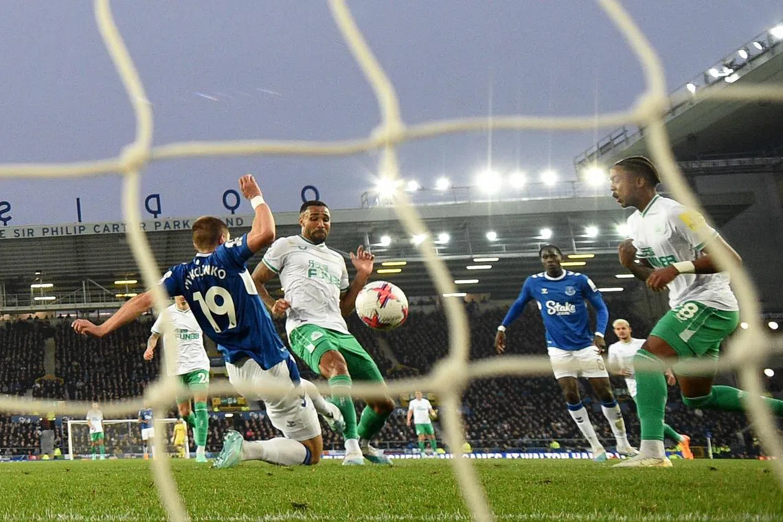Newcastle United's Callum Wilson (centre) scores the opening goal.