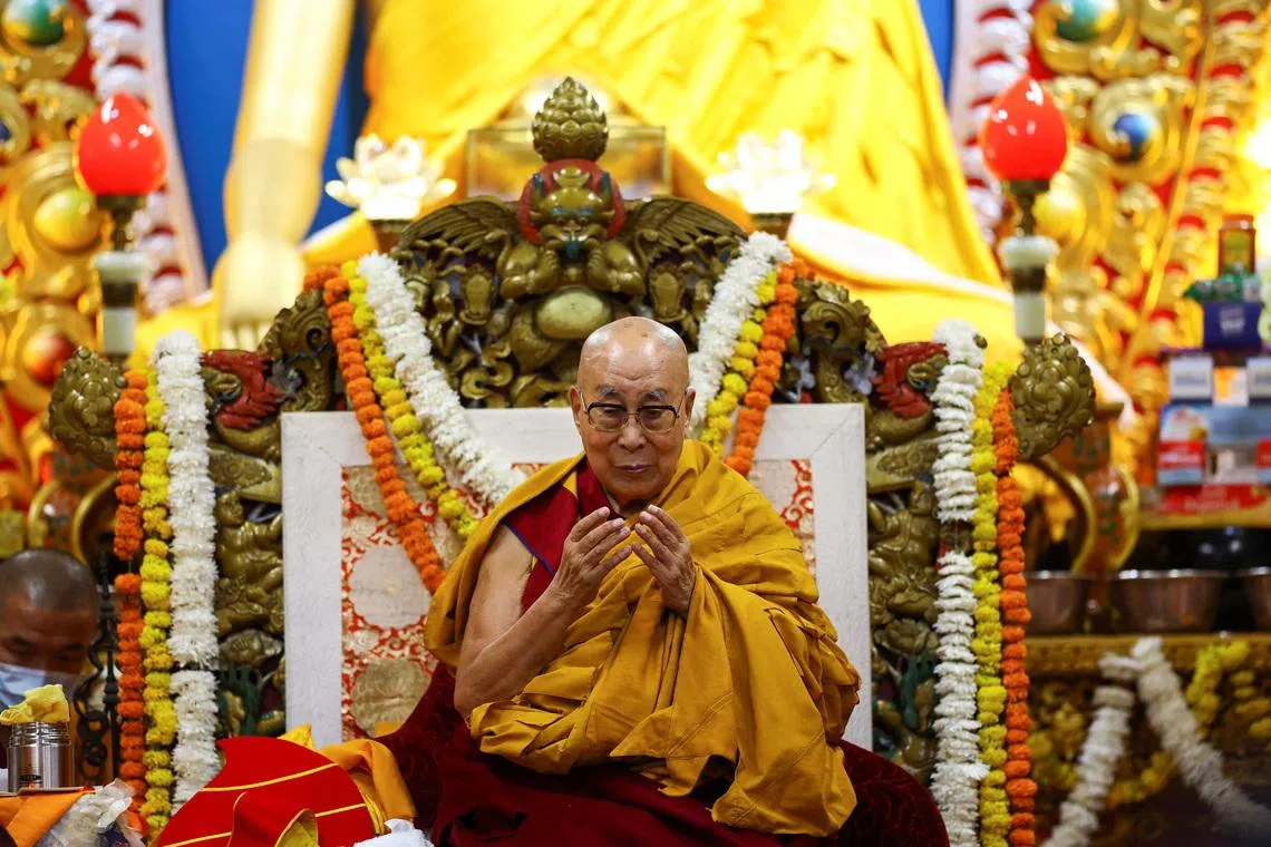 Tibetan spiritual leader the Dalai Lama attends a prayer meet held for his long life at the Dalai Lama temple in the northern hill town of Dharamshala, India, July 5, 2025. REUTERS/Anushree Fadnavis