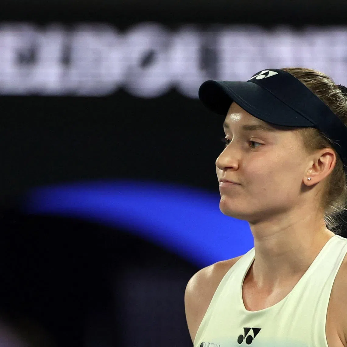 Tennis - Australian Open - Melbourne Park, Melbourne, Australia - January 31, 2026 Kazakhstan's Elena Rybakina reacts during the women's singles final against Belarus' Aryna Sabalenka REUTERS/Hollie Adams