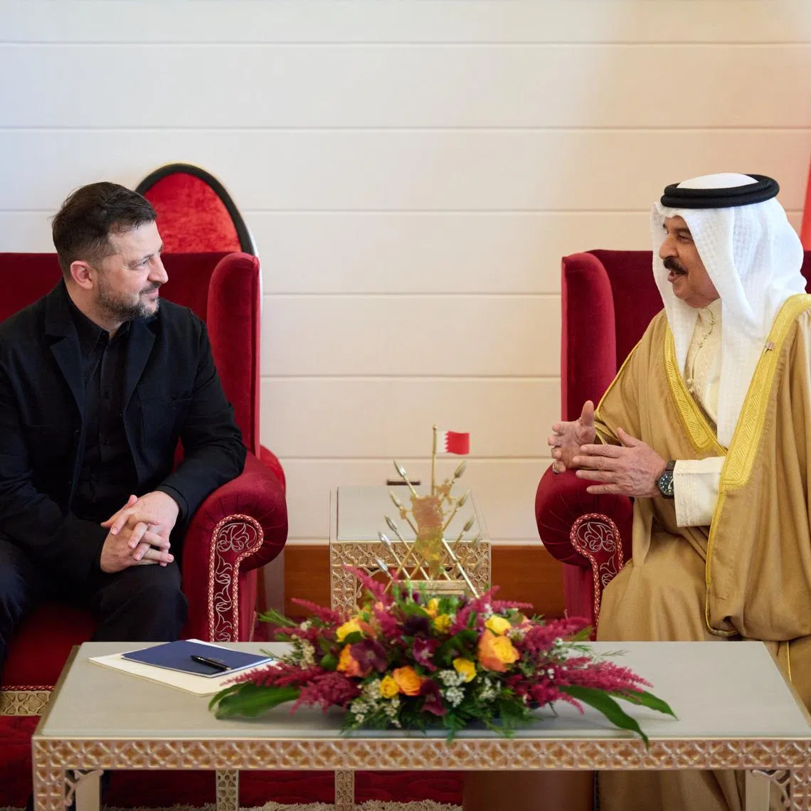 Mr Zelensky said he had discussed with King Hamad bin Isa al-Khalifa Iran’s strikes against Bahrain and the Strait of Hormuz.