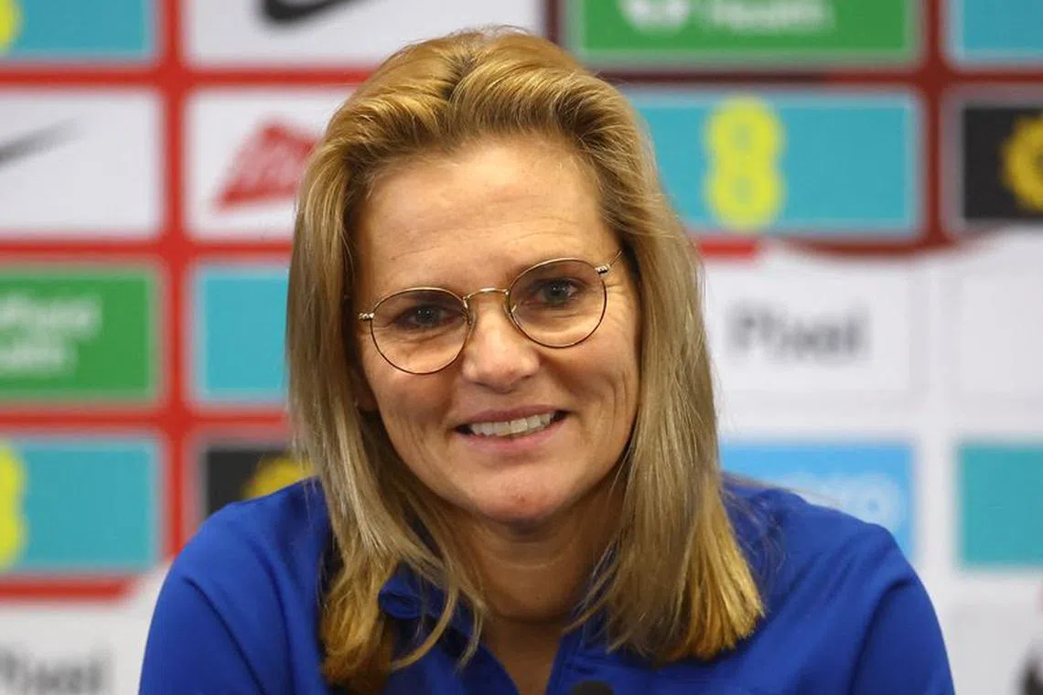 Soccer Football - UEFA Women's Nations League - Group A - England Squad Announcement - St George's Park, Burton upon Trent, Britain , Britain - November 21, 2023  England manager Sarina Wiegman during the squad announcement REUTERS/Carl Recine/File Photo