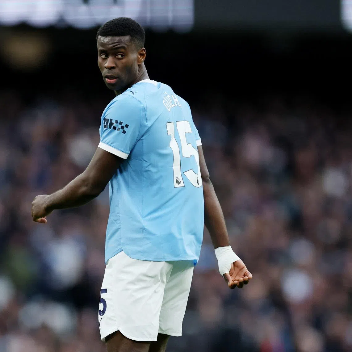 Soccer Football - Premier League - Manchester City v Wolverhampton Wanderers - Etihad Stadium, Manchester, Britain - January 24, 2026  Manchester City's Marc Guehi reacts REUTERS/Phil Noble