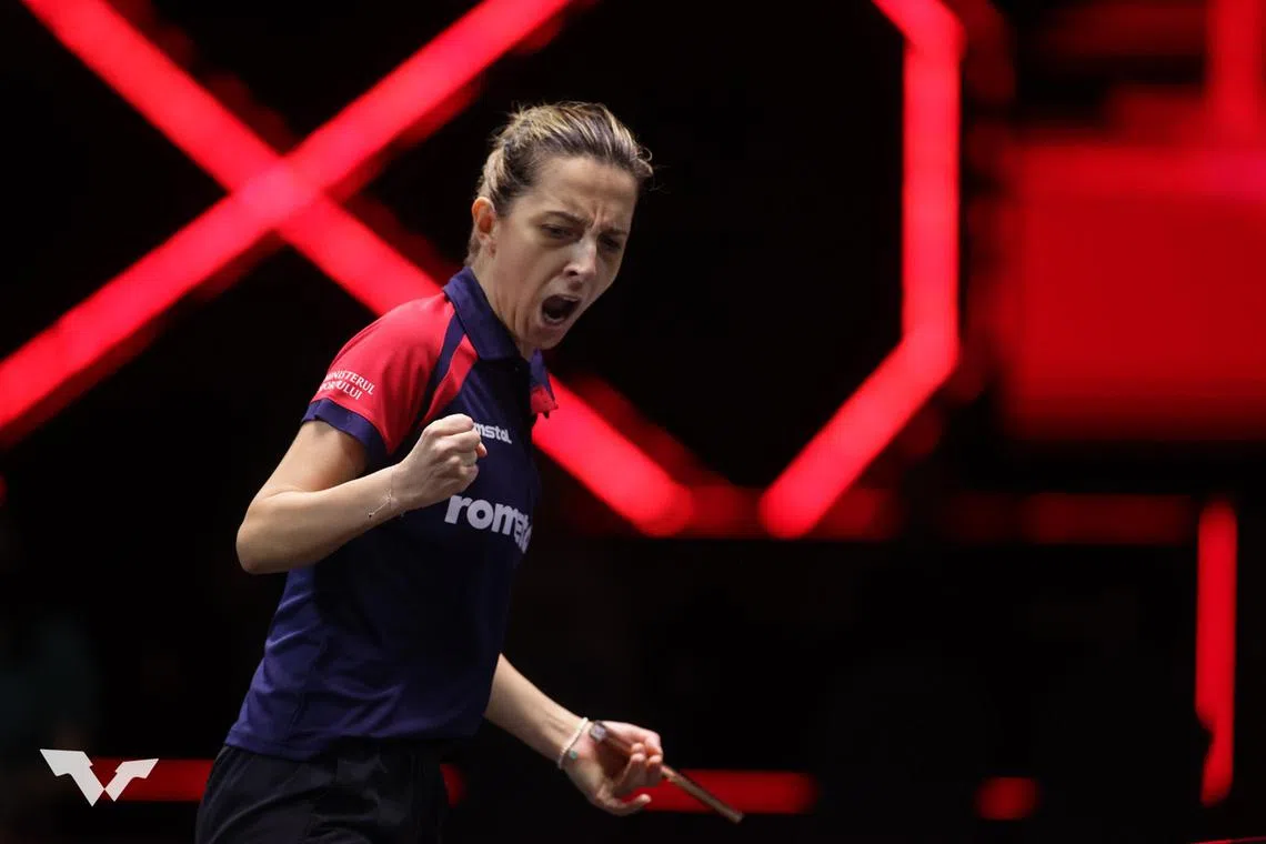 Romania's Elizabeta Samara upset China's defending women's singles champion Chen Meng 3-2 in the Singapore Smash round of 32.